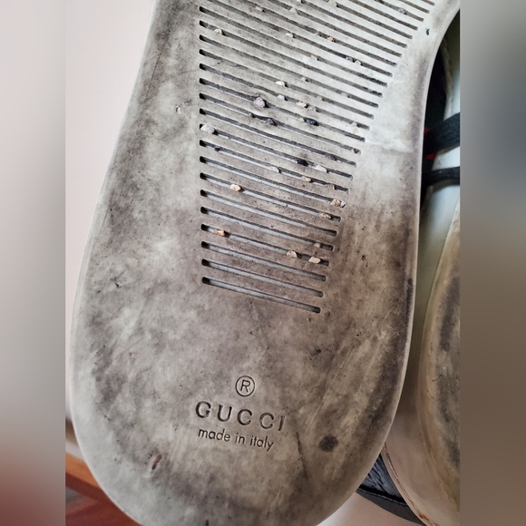 GUCCI SNEAKERS GG SIGNATURE SIZE 12 HIGHTOP 221825 LEATHER GUCCISSIMA black men - Picture 9 of 11